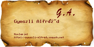 Gyeszli Alfréd névjegykártya